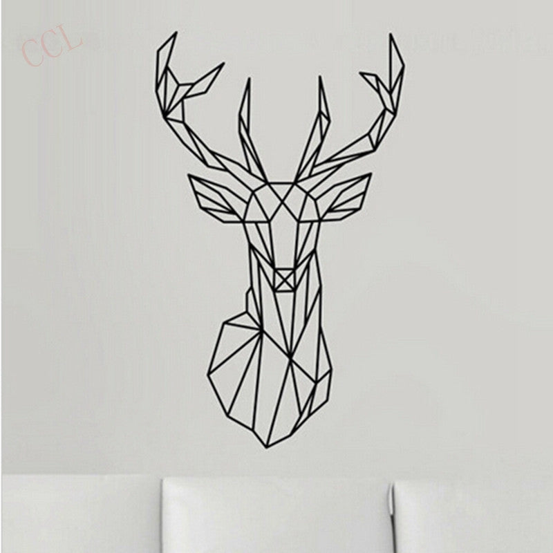 Online discount shop Australia - Geometric Deer Head Wall Sticker Modern Home Decor Geometry Animal Series Decals 3D Vinyl Wall Art