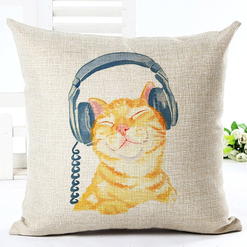 Online discount shop Australia - Cute Lovely Cat Decorative Cushion Cover Cotton Linen Square Throw Pillow Cover 45x45CM Case Home Office Car Sofa Decor