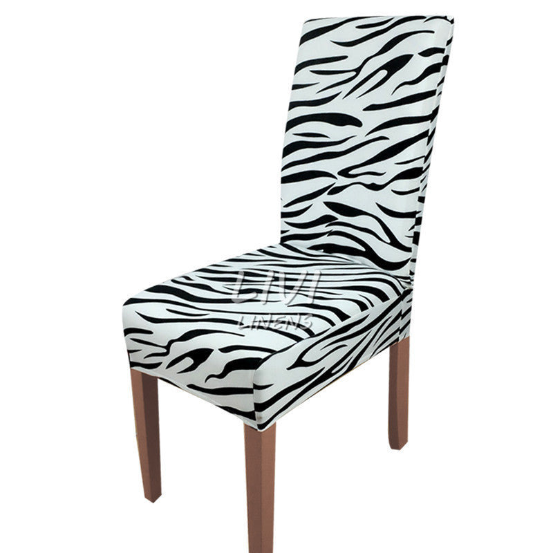 Printing Zebra Leopard Printing Spandex Stretch Dining Chair Cover Machine Washable Restaurant
