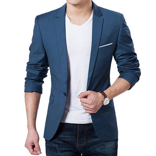 Online discount shop Australia - Men's Slim Blazer Formal Business Suit One Button Lapel Long Sleeve Pockets Top