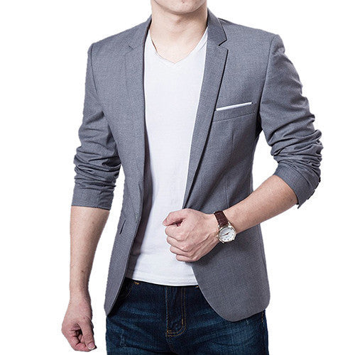Online discount shop Australia - Men's Slim Blazer Formal Business Suit One Button Lapel Long Sleeve Pockets Top