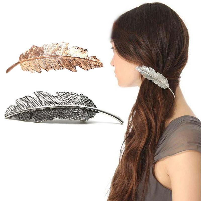 Online discount shop Australia - Metal Leaf Hair Clip Girls Vintage Gold Hairpin Princess Women Hair Accessories  para el