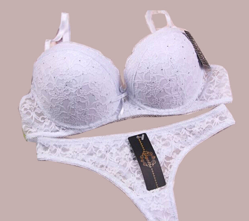 Online discount shop Australia - Brand Sexy Full Lace Floral Princess Underwear Bra Sets VS Push Up Bra and Thong Set For Secret Women