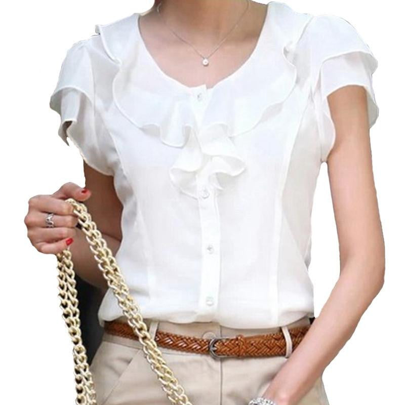 Style Turn-Down Collar Casual Slim Chiffon Blouses Women Shirt Female Blouse Ladies Tops