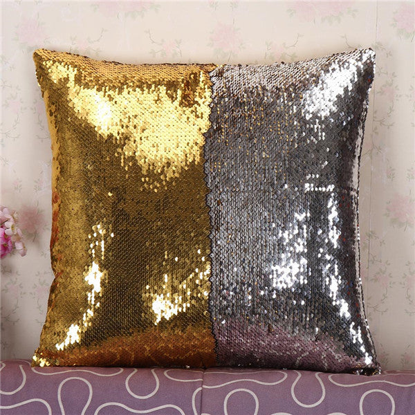 Online discount shop Australia - Fashion DIY Two Tone Glitter Sequins Hi Throw Pillow Decorative Cushion Case Car Covers Coussin Decor