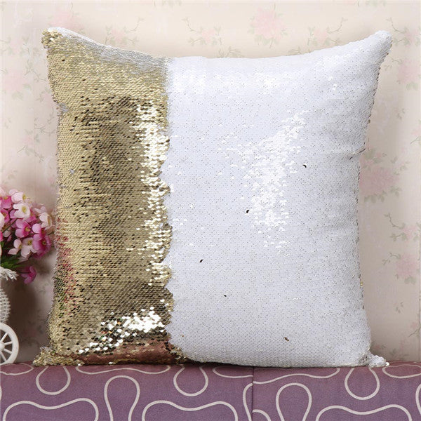 Online discount shop Australia - Fashion DIY Two Tone Glitter Sequins Hi Throw Pillow Decorative Cushion Case Car Covers Coussin Decor