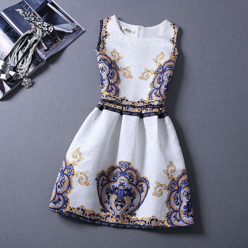 Online discount shop Australia - Black Sleeveless Print Party Dresses Ladies Vintage Style sundress female