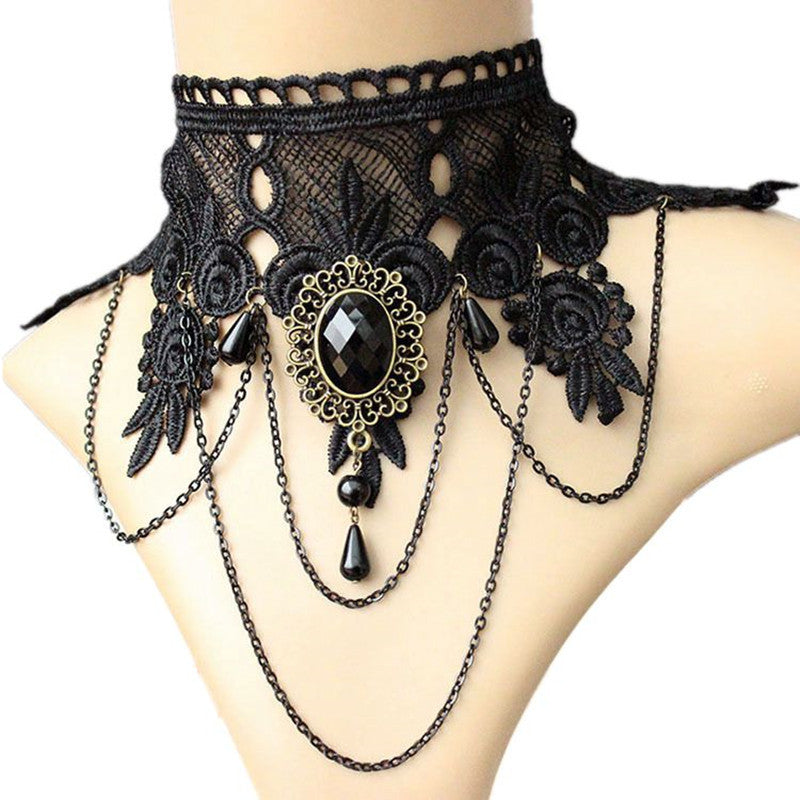 Online discount shop Australia - Fashion Gothic Jewelry Black Lace Short Choker Collar Statement Necklace For Women Hl0153