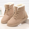 Women Boots Snow Warm Boots Botas Lace Up Mujer Fur Ankle Boots Ladies Shoes Black