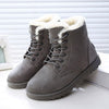 Women Boots Snow Warm Boots Botas Lace Up Mujer Fur Ankle Boots Ladies Shoes Black