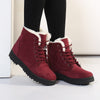 Women Boots Snow Warm Boots Botas Lace Up Mujer Fur Ankle Boots Ladies Shoes Black