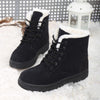 Women Boots Snow Warm Boots Botas Lace Up Mujer Fur Ankle Boots Ladies Shoes Black