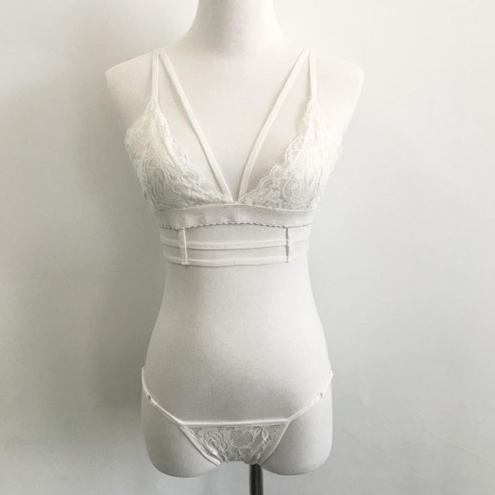 White Women strappy lace bralette bras brassiere With sexy lingerie underwear brasier