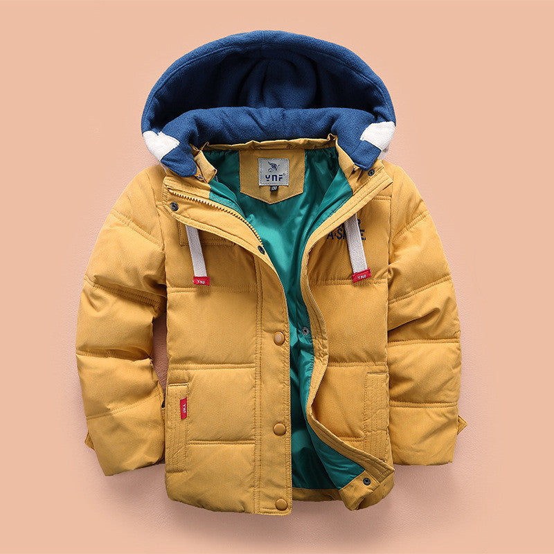 Online discount shop Australia - Children Down & Parkas 4-10T kids outerwear boys casual warm hooded jacket for boys solid boys warm coats