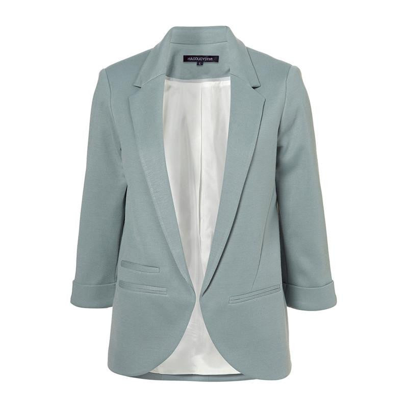 Online discount shop Australia - Fashion Women 7 Colors Slim Fit Blazer Jackets Notched Three Quarter Sleeve Blazer Women Coat