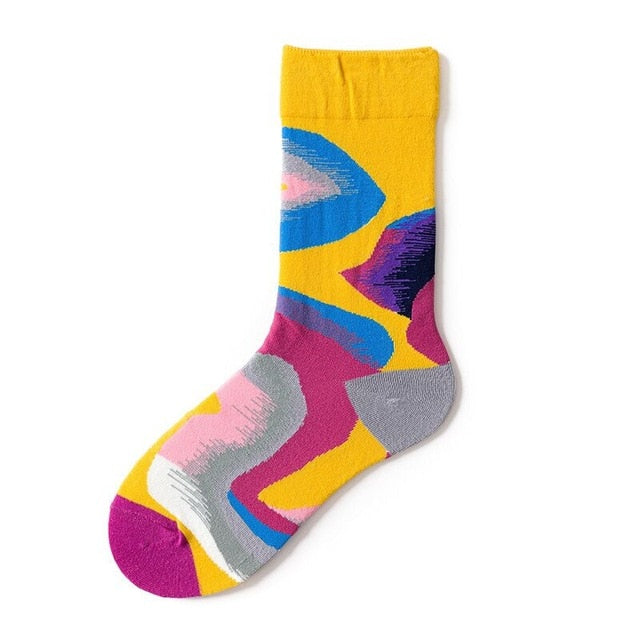 New Fashion Unisex Creative Harajuku Funny Socks Art Abstract Oil Painting Socks French Style Women Men Divertidos Crew Sokken