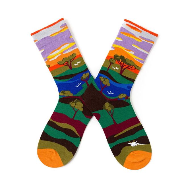 New Fashion Unisex Creative Harajuku Funny Socks Art Abstract Oil Painting Socks French Style Women Men Divertidos Crew Sokken