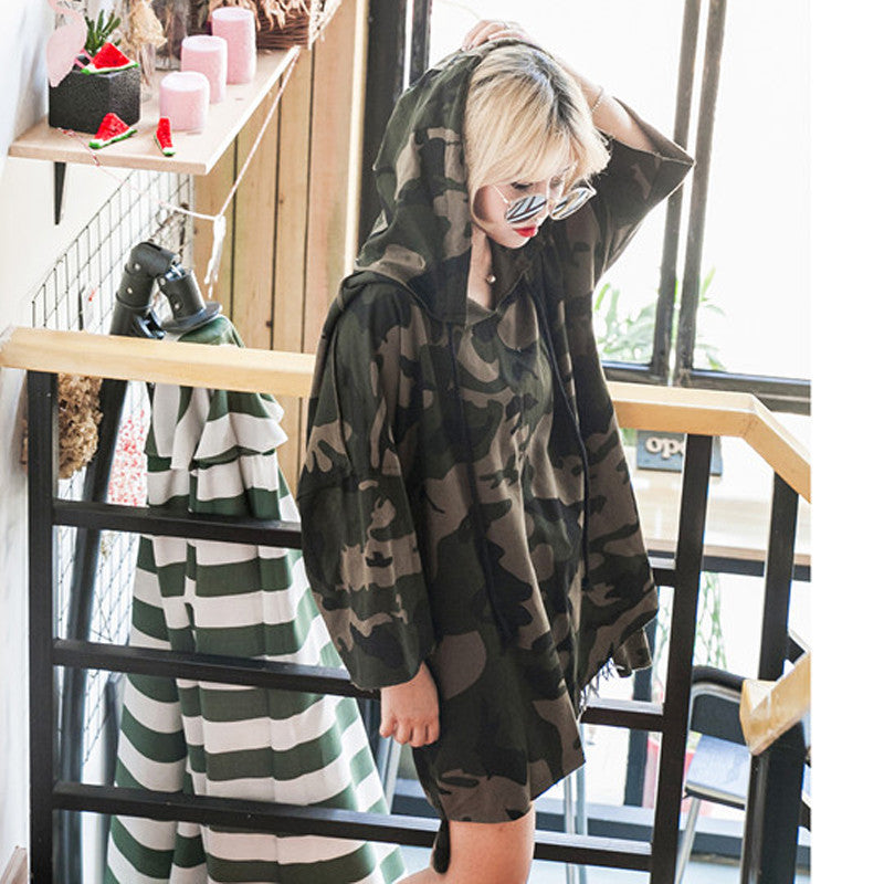 Online discount shop Australia - Fashion Killa Hoodie Dress Womens Sweatshirts Hoodies Cotton Women Dress Long Sleeves Hooded Camo Loose Casual Long Dresses