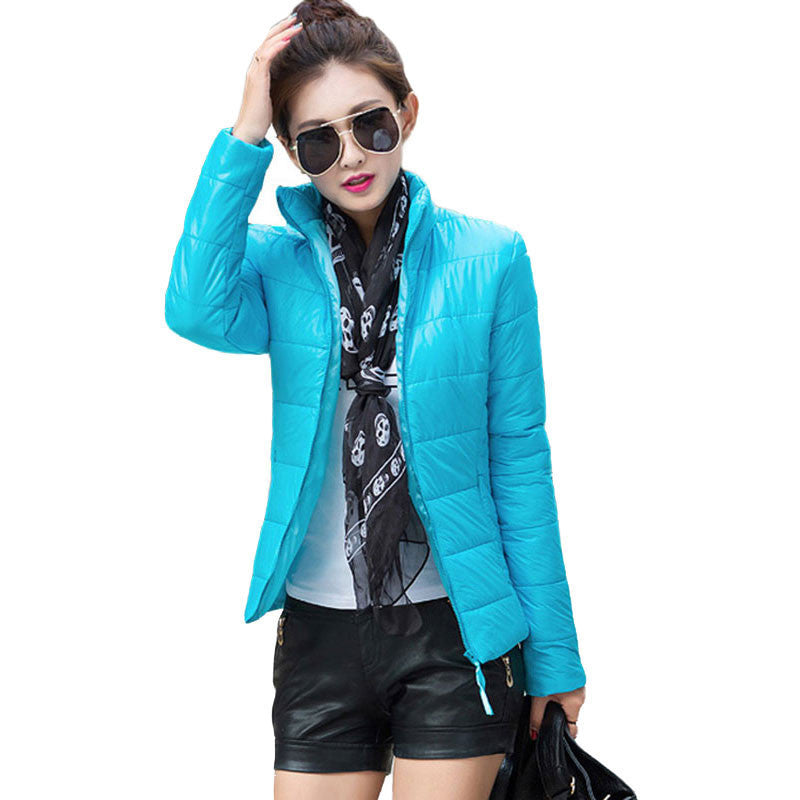 Online discount shop Australia - jacket women stand collar long-sleeve short paragraph thin and light jacket female coat big yards women