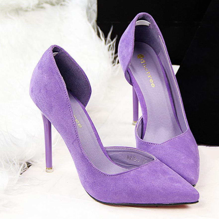 Women Pumps Fashion High Heels Shoes Women Pointed Toe Thin Heel Ladies Wedding Shoes Black Pink