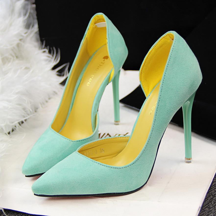 Green sale ladies pumps