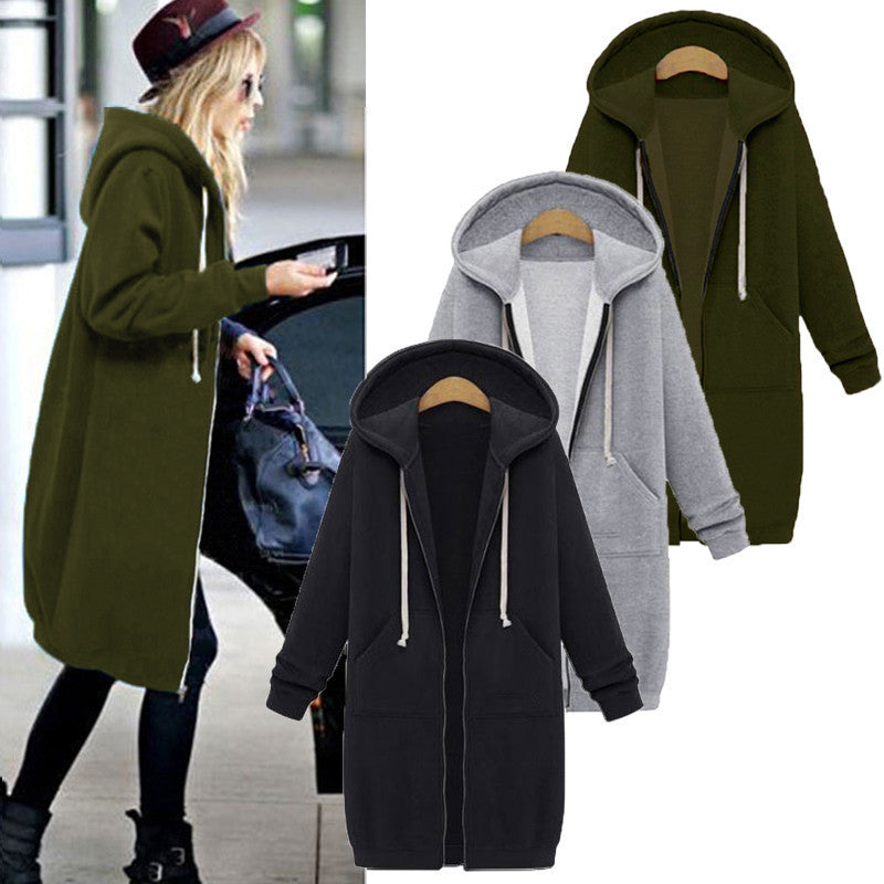 Online discount shop Australia - Coats Women Sweatshirts Coat Casual Pockets Zipper Outerwear Hoodies Jacket Plus Size S-5XL Long Hooded