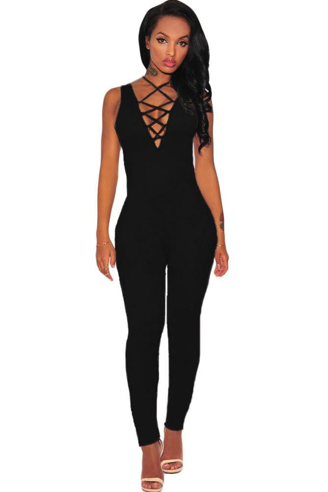 women Backless Jumpsuits Short Sleeve Tight-fitting Jumpsuit with Back Cut Out