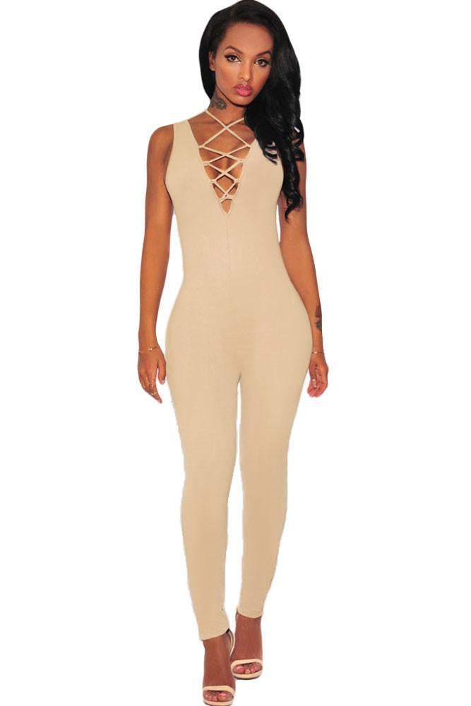 women Backless Jumpsuits Short Sleeve Tight-fitting Jumpsuit with Back Cut Out