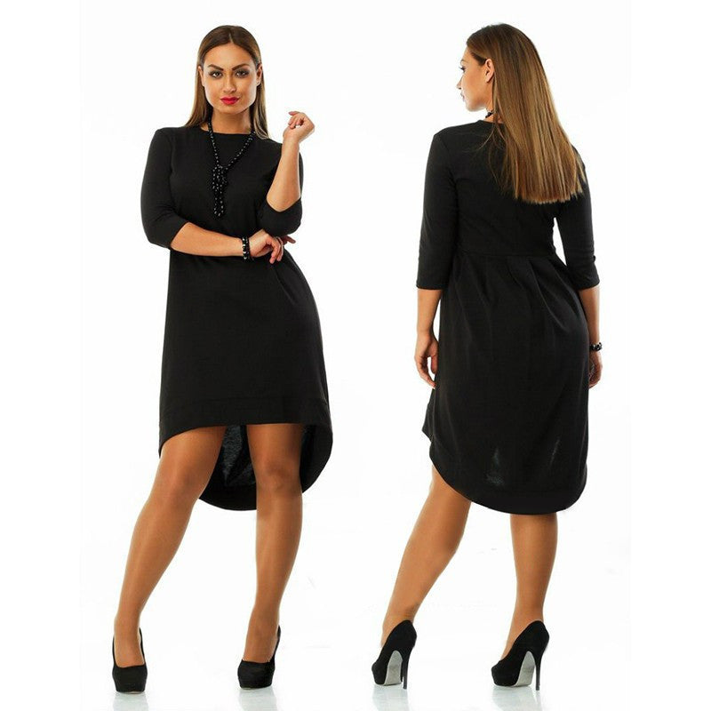 Online discount shop Australia - Dress Big Size Casual Red Black Dress Asymmetrical Dress Plus Size Women Clothing Vestidos