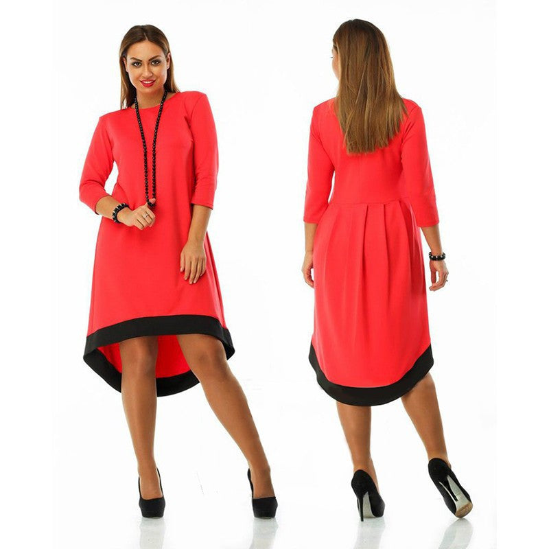 Online discount shop Australia - Dress Big Size Casual Red Black Dress Asymmetrical Dress Plus Size Women Clothing Vestidos