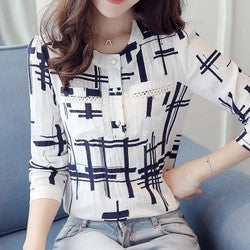 Online discount shop Australia - Elegant Striped Shirts Women Chiffon Tops Women's Blouses Women Blouses Office Lady Large Size 3XL