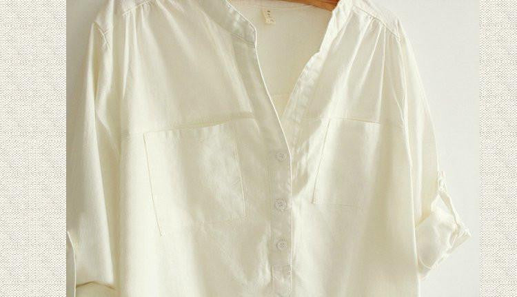 White Pleated Blouse Linen Shirt Women Clothes Womens Tops Cotton Ladies Office Shirts Long Sleeve Plus Size