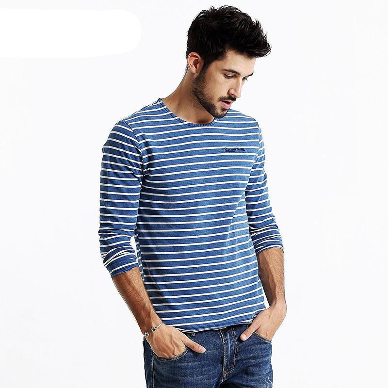 SIMWOOD long sleeve striped T shirt 100% cotton high pullover casual fashion shirt TL3507
