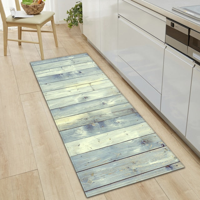 Kitchen Mat Bedroom Living Room Carpet Entrance Doormat Home  Hallway Balcony Floor Mat Wood Pattern Bathroom Anti-Slip Long Rug