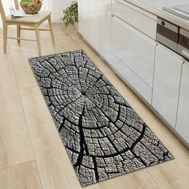 Kitchen Mat Bedroom Living Room Carpet Entrance Doormat Home  Hallway Balcony Floor Mat Wood Pattern Bathroom Anti-Slip Long Rug