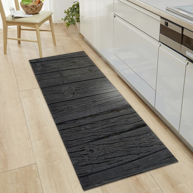 Kitchen Mat Bedroom Living Room Carpet Entrance Doormat Home  Hallway Balcony Floor Mat Wood Pattern Bathroom Anti-Slip Long Rug