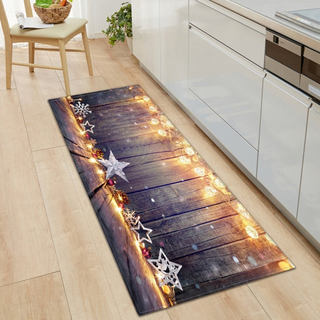 Kitchen Mat Bedroom Living Room Carpet Entrance Doormat Home  Hallway Balcony Floor Mat Wood Pattern Bathroom Anti-Slip Long Rug