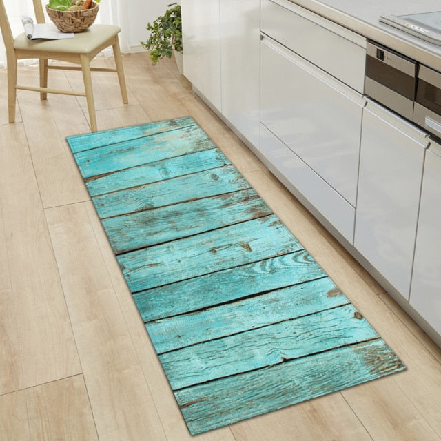 Kitchen Mat Bedroom Living Room Carpet Entrance Doormat Home  Hallway Balcony Floor Mat Wood Pattern Bathroom Anti-Slip Long Rug