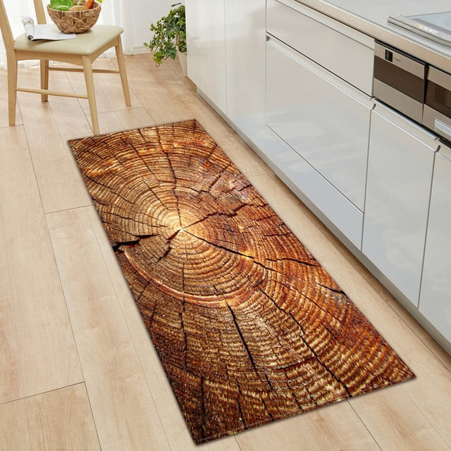 Kitchen Mat Bedroom Living Room Carpet Entrance Doormat Home  Hallway Balcony Floor Mat Wood Pattern Bathroom Anti-Slip Long Rug