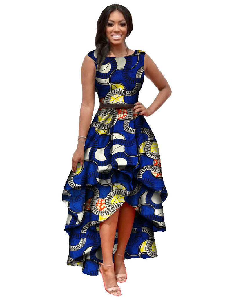 Online discount shop Australia - african clothes for women o-neck african embroidery bazin dress Dashiki women dress cotton african print dress big size WY447