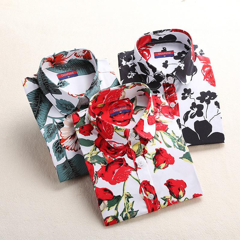 Shirt Women's Blouses Long Sleeve Floral Shirt Women Cotton Vintage Shirts Female Blouse Women Tops