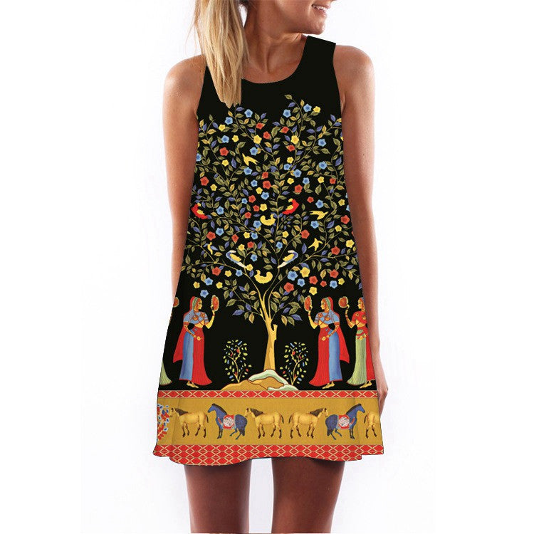 Online discount shop Australia - 2016 Summer Dress Women Print Vintage Hippie Women Beach Dress Dashiki Loose Boho Women Clothing Sundresses Vestidos