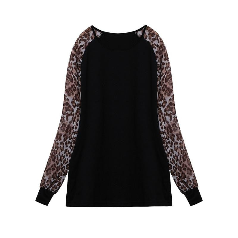 Zanzea Women Blouse Brand Casual Leopard Printed Chiffon Long Sleeve Patchwork Shirts Tops Plus Size