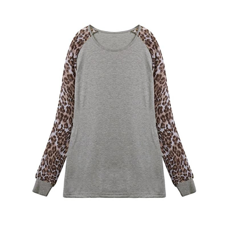 Zanzea Women Blouse Brand Casual Leopard Printed Chiffon Long Sleeve Patchwork Shirts Tops Plus Size