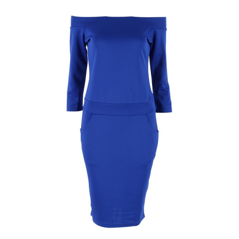 Women Lady 3/4long Sleeve Slash Neck Off Shoulder Dresses Sleeve Off Shoulder Vogue Stylish Charming Maxi Bodycon Club Dress