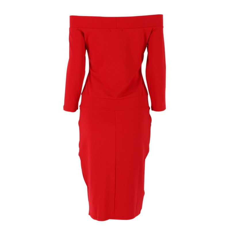 Women Lady 3/4long Sleeve Slash Neck Off Shoulder Dresses Sleeve Off Shoulder Vogue Stylish Charming Maxi Bodycon Club Dress