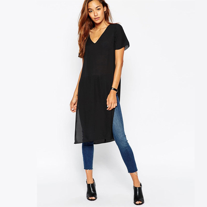 Women Shirt Dresses Side Split Party Long Tees T Shirts T-shirt Maxi Casual Dress Club Outfit Plus Size