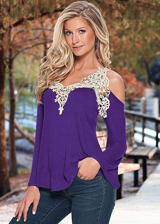 Women Blouses Lace Strapless Hollow Out V-Neck Long Sleeve Tops Elegant Shirt Plus Size 5XL