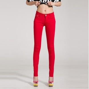 Women Pants Brief Style Trousers Solid Candy Color Plus Size Slim Fit Pencil Jeans For Female