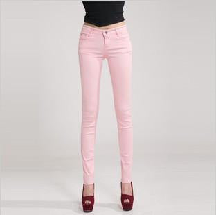 Women Pants Brief Style Trousers Solid Candy Color Plus Size Slim Fit Pencil Jeans For Female